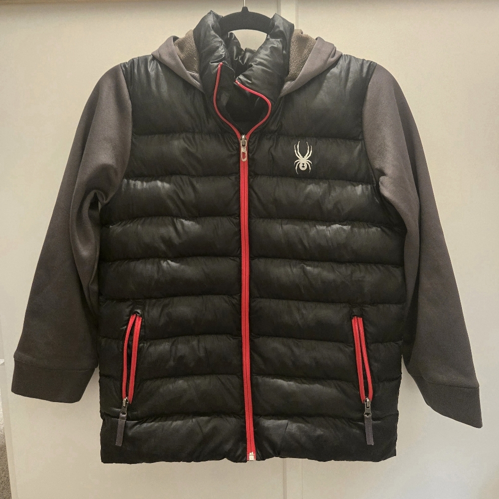 Spyder Kids Black and Gray Puffer Jacket